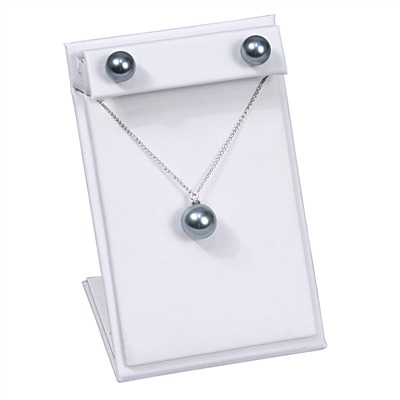 ED-0461L-WH White Leatherette Earring and Necklace Display Stand