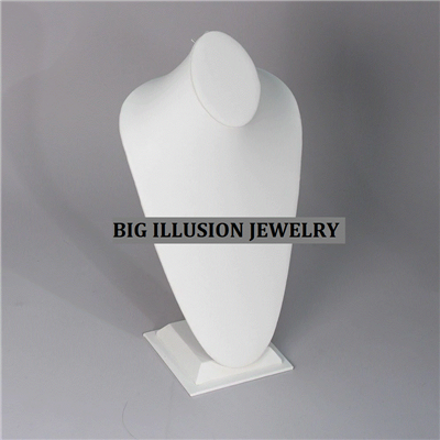 181-2L (WH) White Leatherette Jewelry Necklace Display Stand, 18" Tall