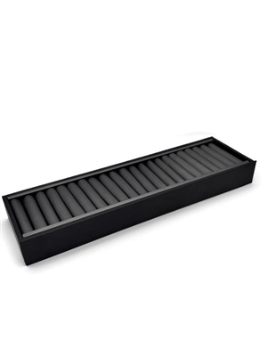 211-87R-SG Leather Steel-Grey-Black  21 Slot Bangle Display Tray