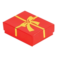 BX2832-RK Glossy Red - Gold Bow Cotton Filled Boxes