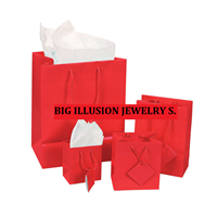 BX3966-RD Glossy Red Gift Shopping Bags with handle, 3" x 2" x 3-1/2"