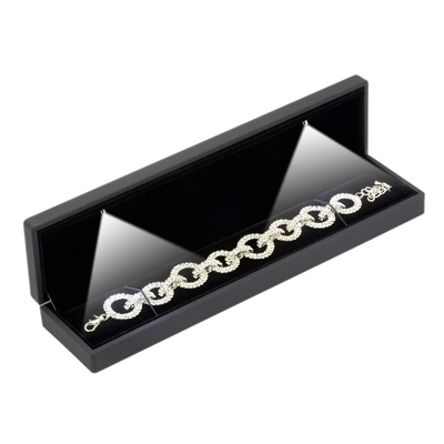 CD31BK  Black  Soft Touch Lighted Bracelet Box