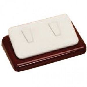 F42-2(RW) 2-Clip Ring Stand Display Glossy Rosewood Trim w/ White Faux Leather