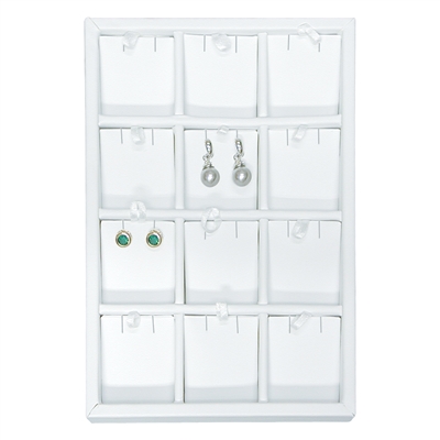 F8-2 White Leatherette Vertical Earring Display Tray