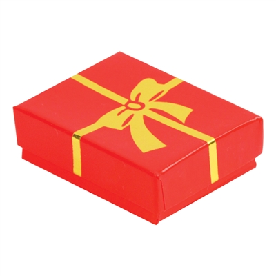 RK  1(BX2821-RK) GLOSSY RED W/ GOLD BOW COTTON GIFT BOX
