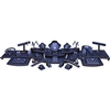 SET42-R88 Jewelry Display Set -Steel Blue w/Black Leather Trim Combination Stand Holder - 57 Pieces