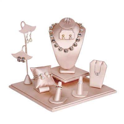 SET85-S50 Champagne Pink Magnetic Jewelry Display 9-Piece Set
