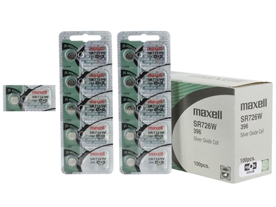 Maxell SR726W 396 28mAh 1.55V Silver Oxide Button Cell Battery