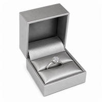 Metallic silver leatherette ring box with ring