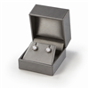 Metallic silver leatherette earring box with stud earrings