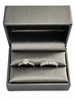 Silver leatherette double ring box with engagement ring and wedding band