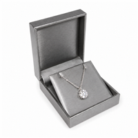 Silver leatherette long earring and pendant jewelry box with pendant necklace
