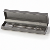 Metallic silver leatherette bracelet box with bracelet