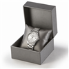 Metallic silver leatherette pillow box with watch display pillow