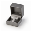 Metallic silver leatherette T earring box with stud earrings