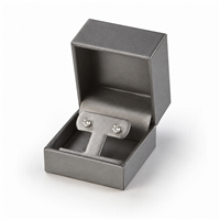 Metallic silver leatherette T earring box with stud earrings