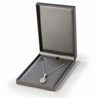 Silver leatherette necklace and pendant jewelry box with pendant necklace