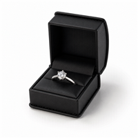 Black Leatherette Ring Box with Satin Ribbon Bow and Outer Box
