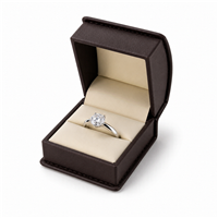 Chocolate Roll Top Ring Box with Beige Interior and Chocolate Ribbon