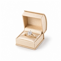 1601R/GD Light Gold Leatherette Roll-Top Ring Box