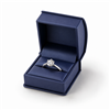 Navy Blue Leatherette Ring Box with Satin Ribbon Bow and Outer Box