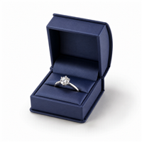 Navy Blue Leatherette Ring Box with Satin Ribbon Bow and Outer Box