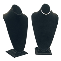 Black Velvet Necklace Display Bust with Gold Pendant Necklace, 18 1/2 Inch Tall