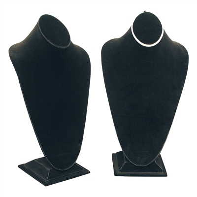 Black Velvet Necklace Display Bust with Gold Pendant Necklace, 18 1/2 Inch Tall