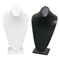 White Faux Leather Necklace Display Bust with Gold Pendant Necklace, 18 Inch Tall