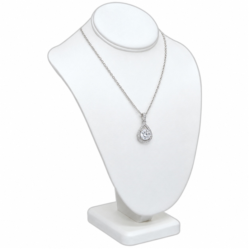 189-2L (W) White Leatherette Necklace Display Bust – 11" H