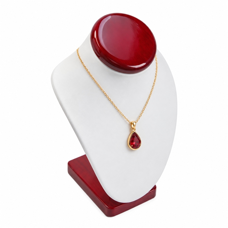 189-2L(RW) White Necklace Display with Rosewood Trim
