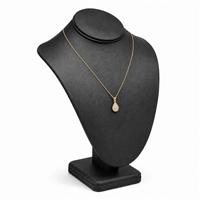 Black Faux Leather Standing Necklace Display Bust, 11 Inch Tall