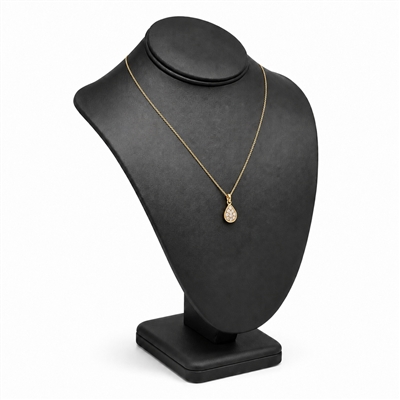 Black Faux Leather Standing Necklace Display Bust, 11 Inch Tall
