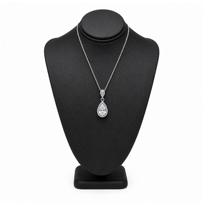 Black Leatherette Necklace Display Bust with Pendant Necklace, 7-1/2 Inch Tall