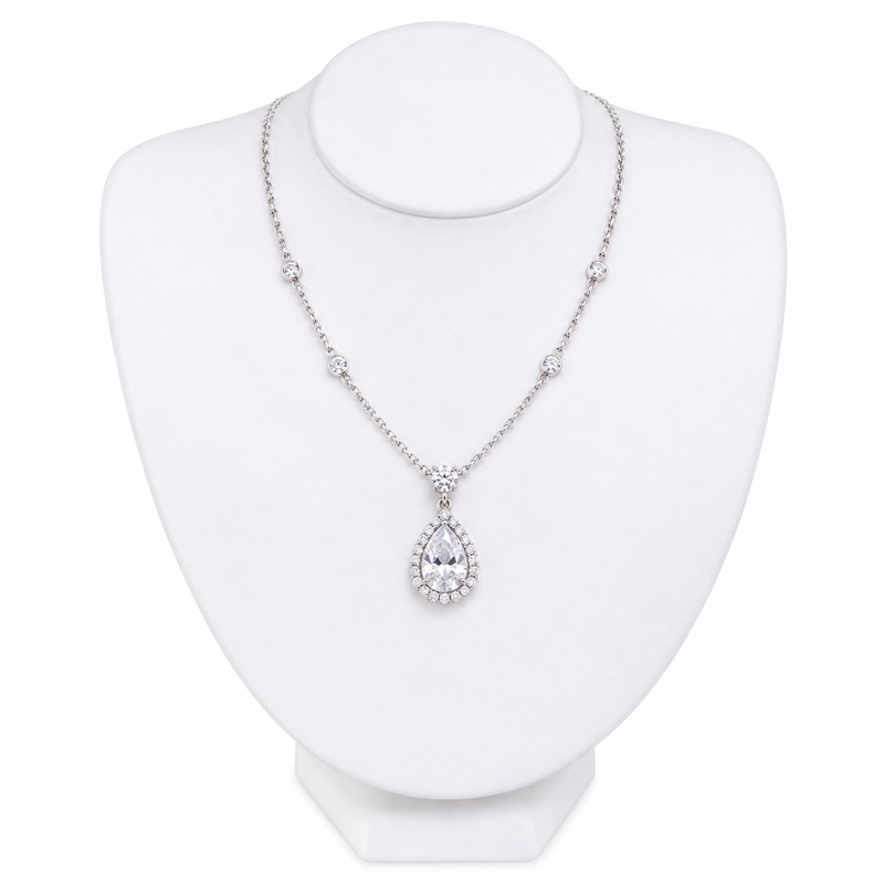 189-4L-W White Leatherette Necklace Neck Form Display