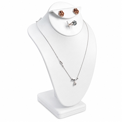 189-6AL/WH White Leatherette Necklace Earring and Ring Display