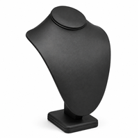 Black Faux Leather Standing Necklace Display Bust with Gold Pendant Necklace