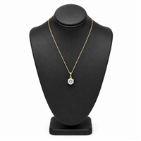 Black Faux Leather Standing Necklace Display Bust with Gold Pendant Necklace