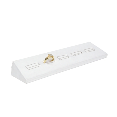 195L(WH)  5-SLOT Ring stand - White faux leather