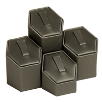 201R-SG Steel Grey Faux Leather Ring Pedestals Displays Set