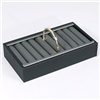 210 /87R  9-Slotted Bangle Display Tray â€“ Steel Gray Faux Leather with Black Trim