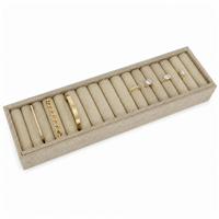 Burlap jewelry tray with 21 slots for bangles bracelets and watches
