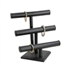 Black Leatherette Triple T-Bar Bracelet and Watch Display Stand