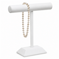 White Leatherette T-Bar Jewelry Display Stand for Necklaces, Bracelets and Watches