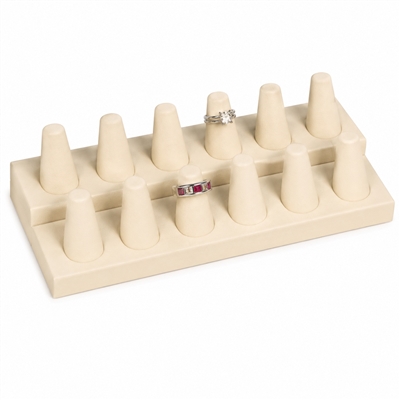 245-12Q/BE  Beige Suede Ring Display