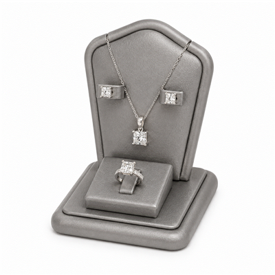 2457(SV) SILVER GRAY  LEATHERETTE COMBO DISPLAY