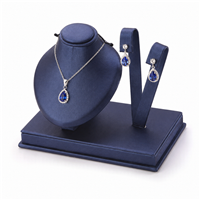 2457-B/NV  Navy Blue Leatherette Pendant & Earring Mini Display Set