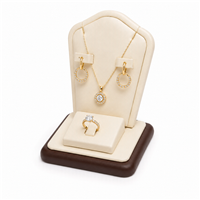 Chocolate Beige Leatherette Jewelry Display Set