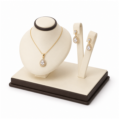 2457-B/CB  CHOCOLATE/BEIGE /EARRING/PENDANT