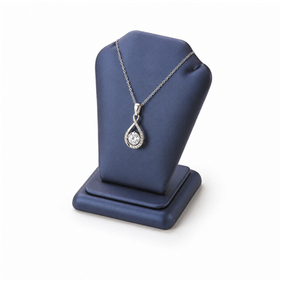 Navy Blue Leatherette Pendant Display Stand for Necklace and Pendant Presentation